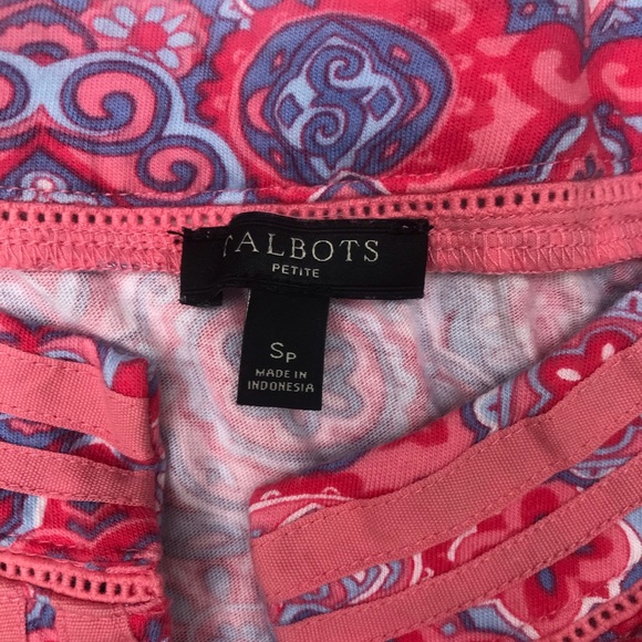Talbots- Pima blend tunic- pink medallion print size small petite - Picture 3 of 7
